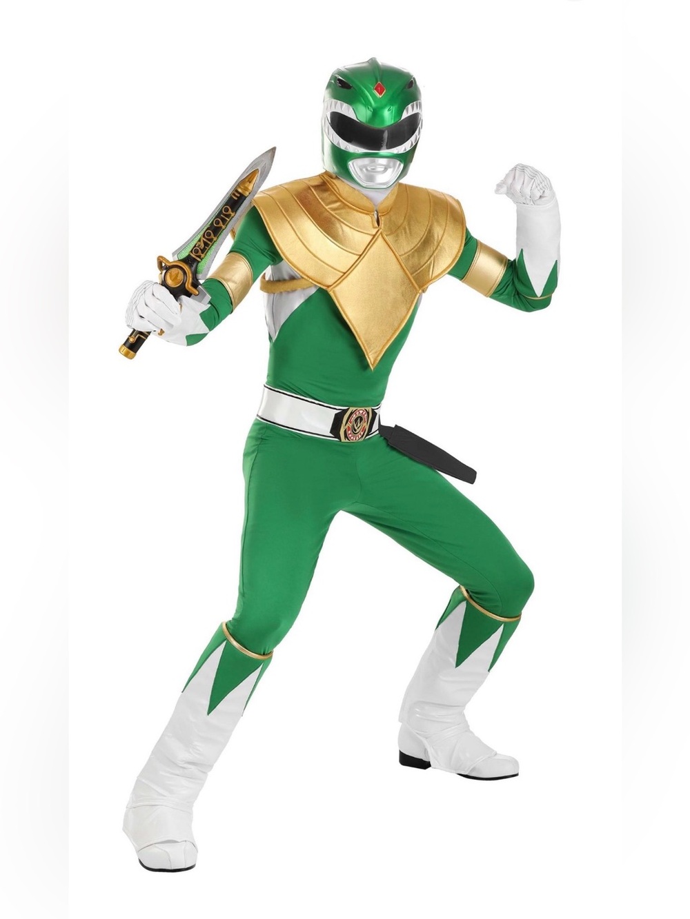Mighty Morphing Power Rangers Green Ranger Adult Mask - Picture 2 of 6